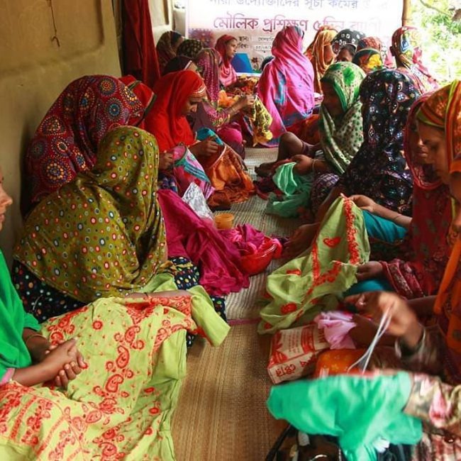 Hand embroidery by Adibashi women in the Ashrai Indigenous Crafts programme